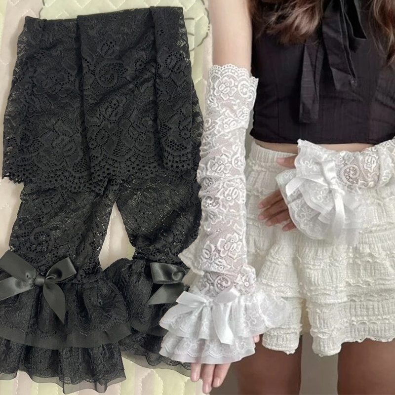 Fingerless Glove Knit - Hollow Out Lace Long Arm Sleeves