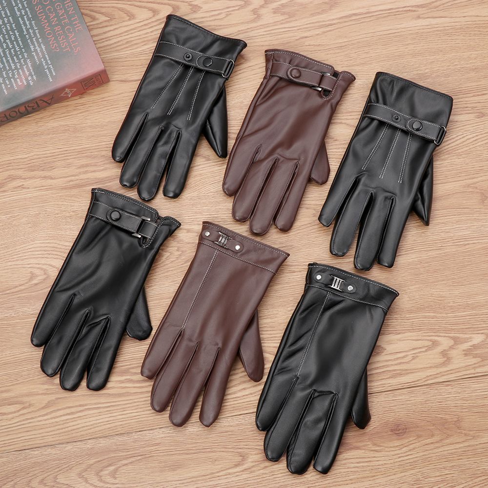 Leather Driving Glove - Men's Fleece Thermal Leather Gloves Winter