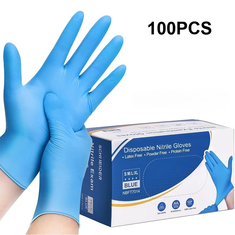 Nitrile Mechanic Glove - 100PCS Blue Nitrile Disposable Gloves Latex
