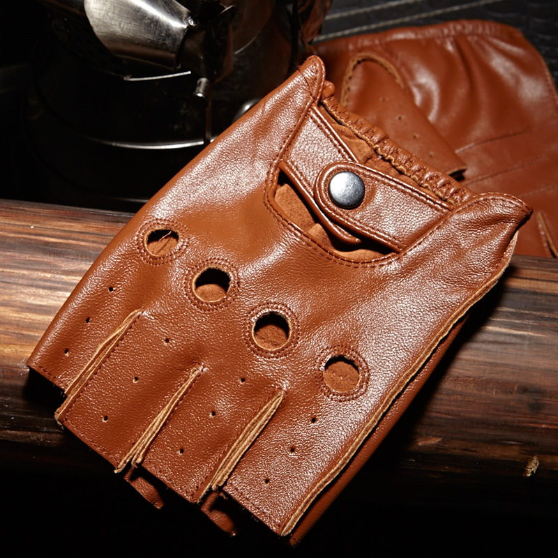 Leather Driving Glove - High Quality Man's Half Finger Gloves