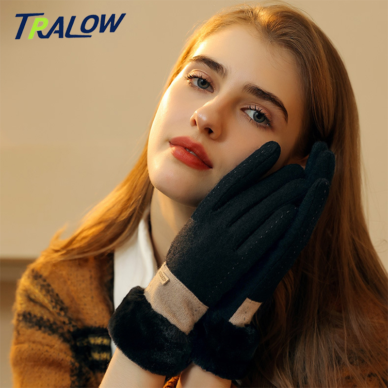 Wool Glove Lined - TRALOW Women's Winter Knit Touchscreen Gloves