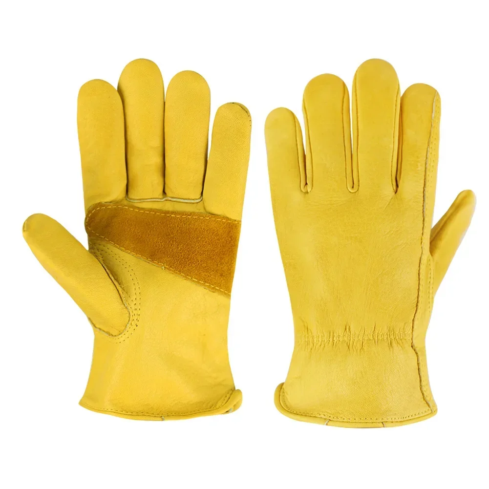 Leather Driving Glove - Leather Work Safe Gloves for Garden