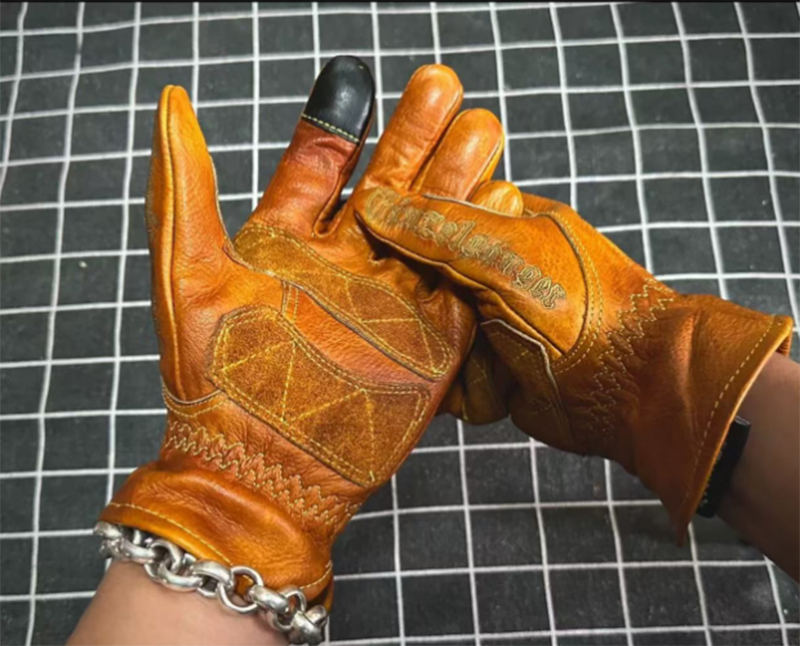 Motorcycle Glove Knuckle - Handmade Genuine Leather Retro Motorcycle Gloves