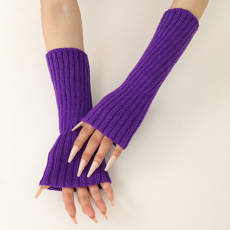 Fingerless Glove Knit - Girls Colorful Warm Knitted Arm Sleeves