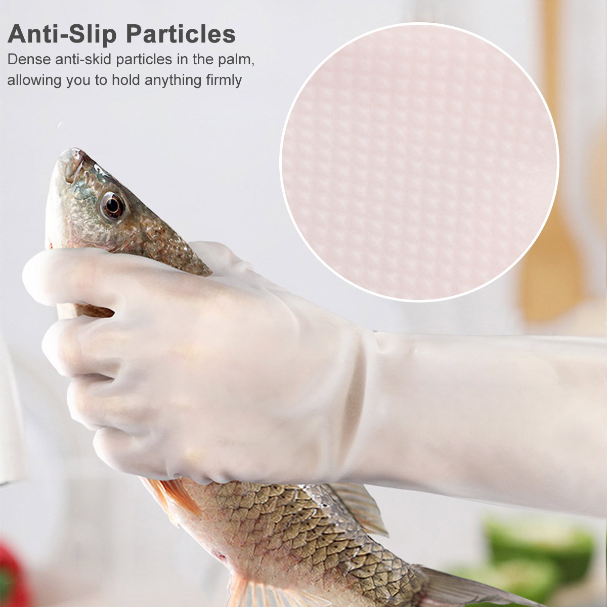 Dish Glove Rubber - 1Pair Waterproof Dishwashing Gloves Breathable Kitchen