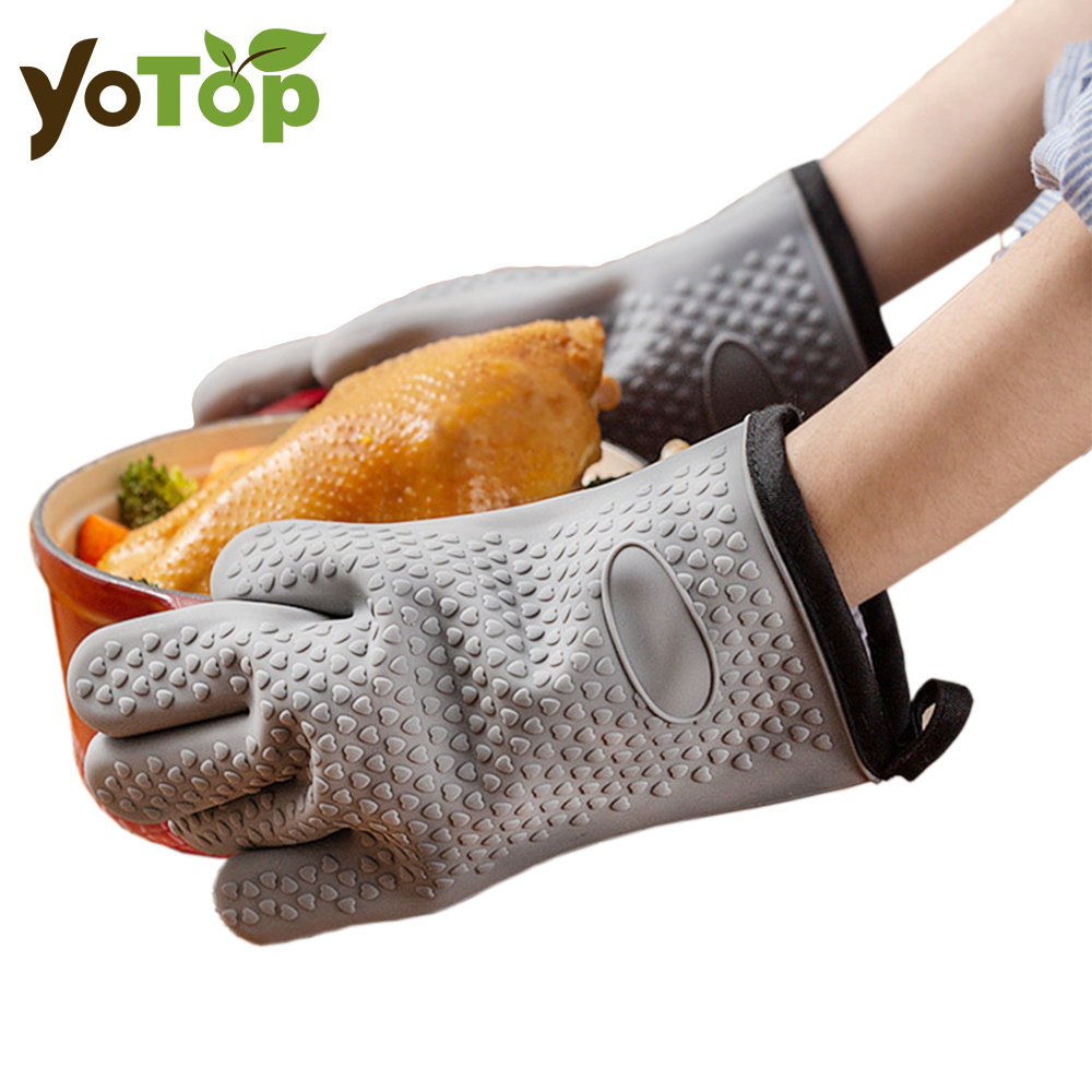 Oven Mitt Silicone - Heat Resistant Silicone Gloves Microwave Oven