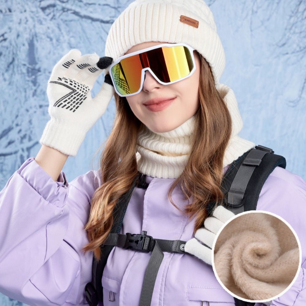 3pcs Hiking Solid Color Hat Sc - Wool Glove Lined 评论和价格