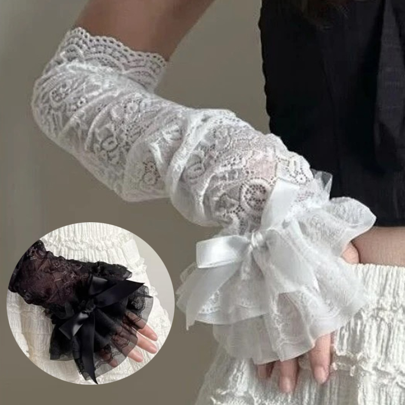Hollow Out Lace Long Arm Sleev - Fingerless Glove Knit 评论和价格