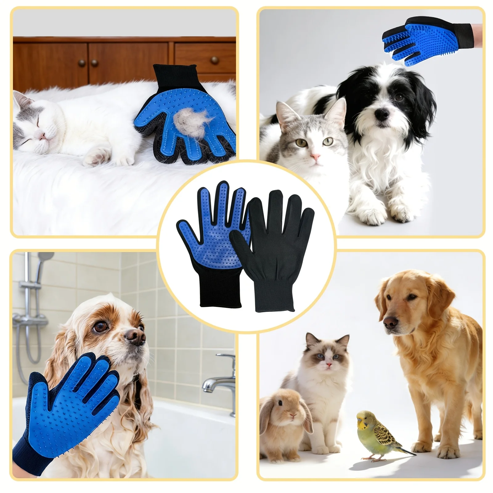 Pet Gloves Cat Grooming Gloves - Rubber Glove Cleaning 评论和价格
