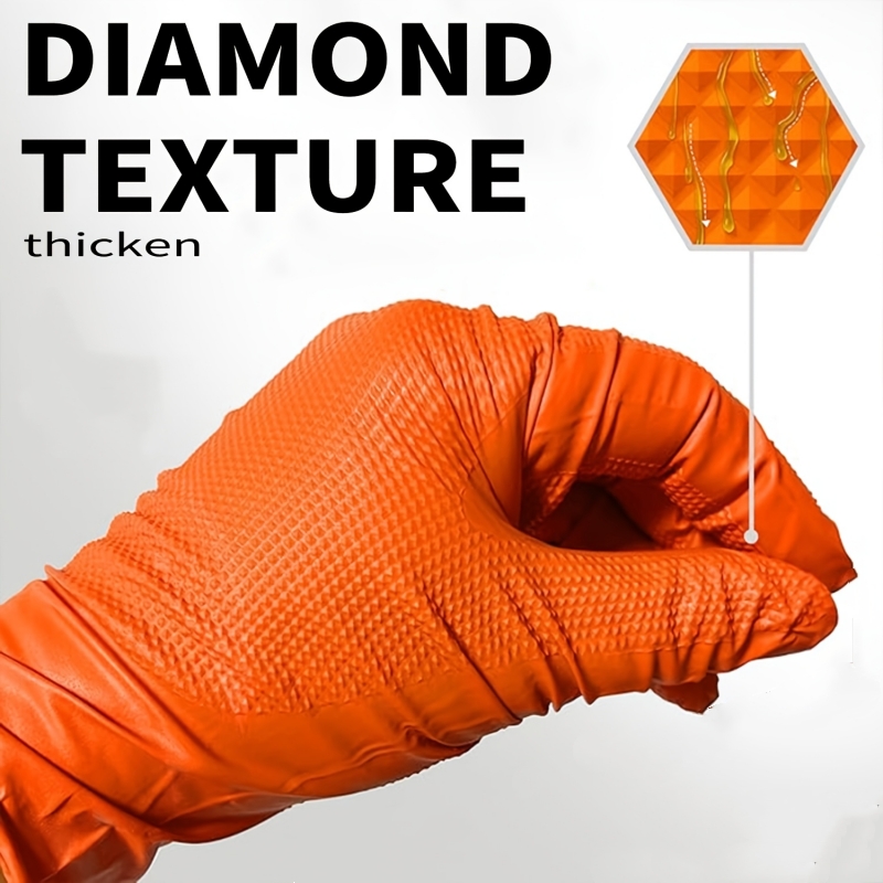 Heavy Duty Orange Nitrile Glov - Nitrile Mechanic Glove 评论和价格
