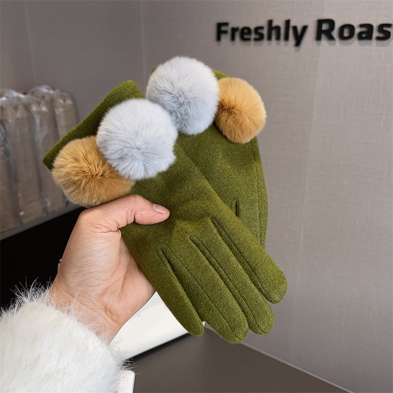 Gloves Women Wool Plaid Fox Fu - Wool Glove Lined 评论和价格