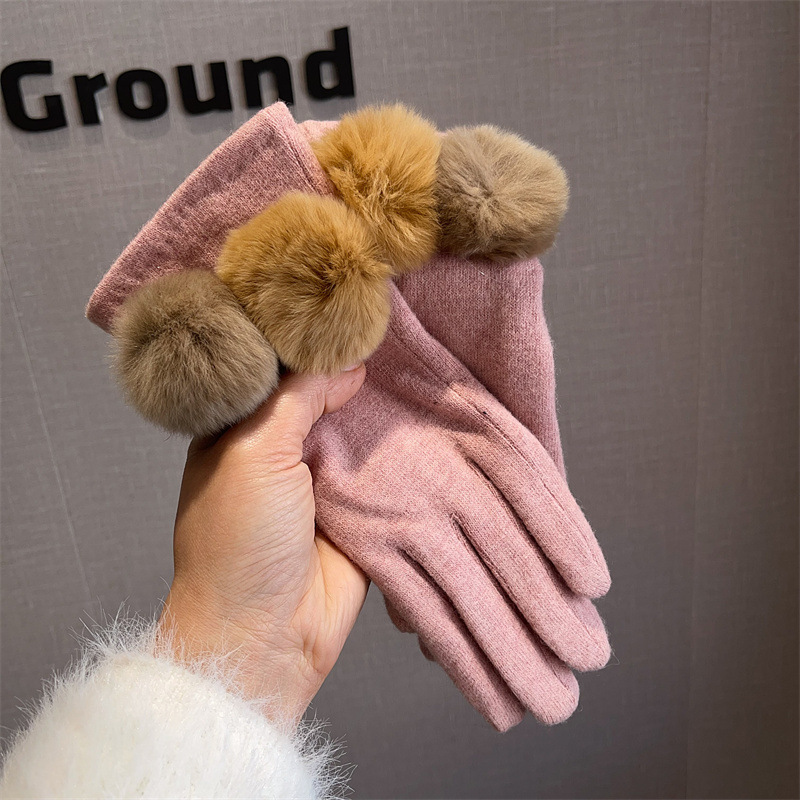 Gloves Women Wool Plaid Fox Fu - Wool Glove Lined 评论和价格