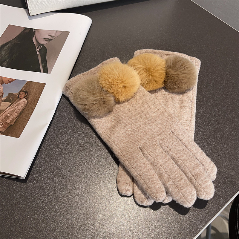 Gloves Women Wool Plaid Fox Fu - Wool Glove Lined 评论和价格