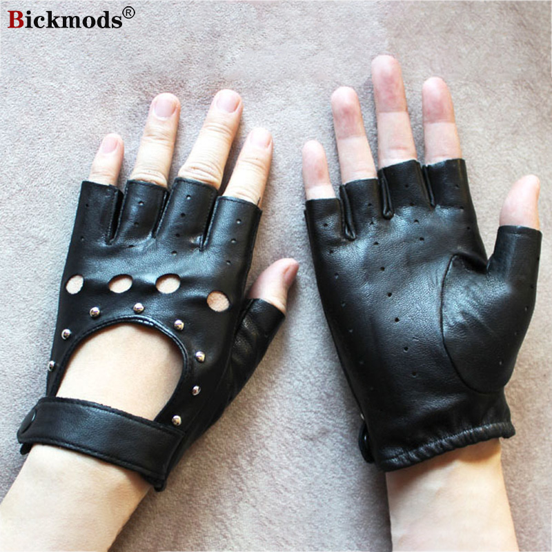 Women's Leather Half Finger Gl - Leather Driving Glove 评论和价格