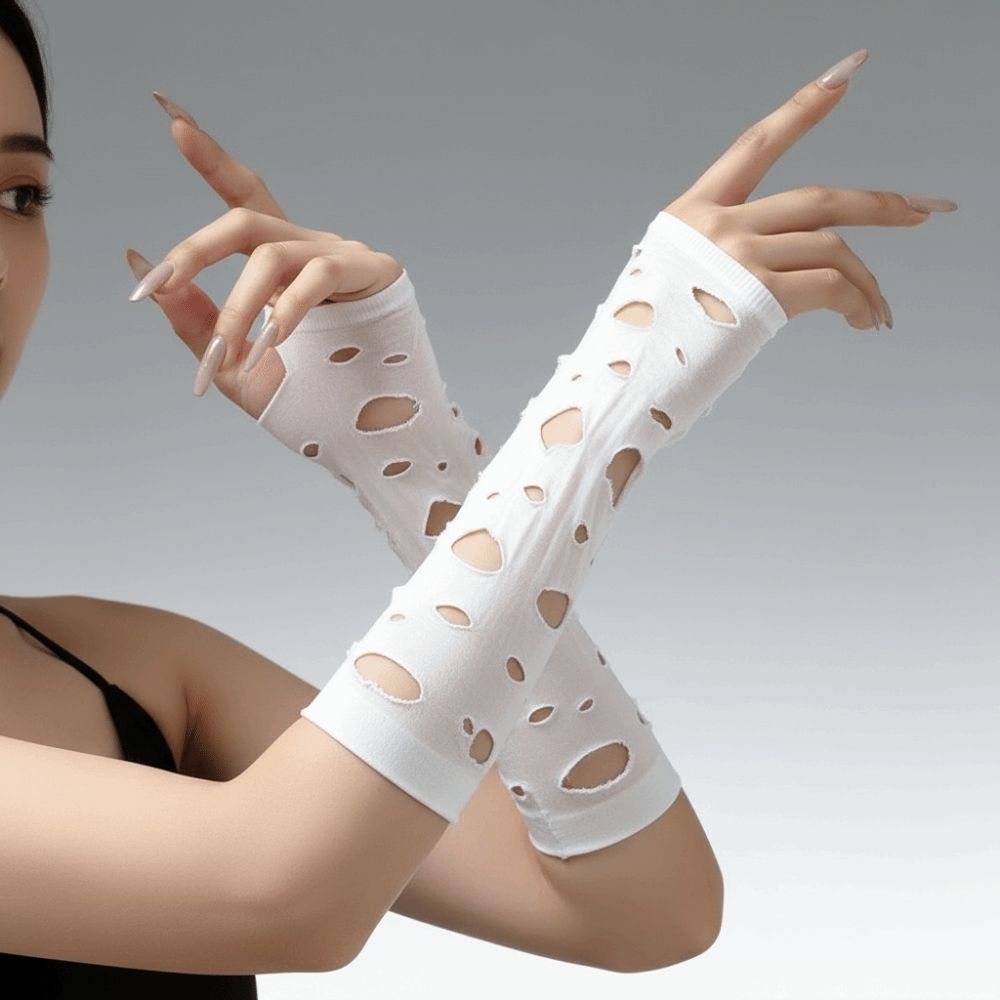 Sleeve Covers Ripped Arm Warme - Fingerless Glove Knit 评论和价格