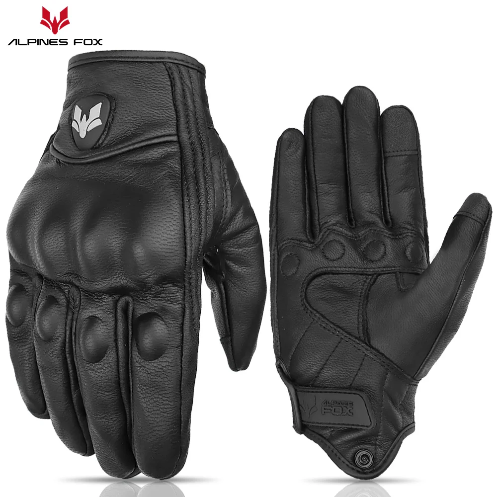 Unisex Vintage Leather Motorcy - Motorcycle Glove Knuckle 评论和价格