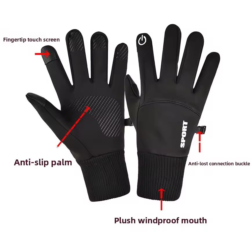 Black Winter Warm Full Fingers - Ski Glove Waterproof 评论和价格
