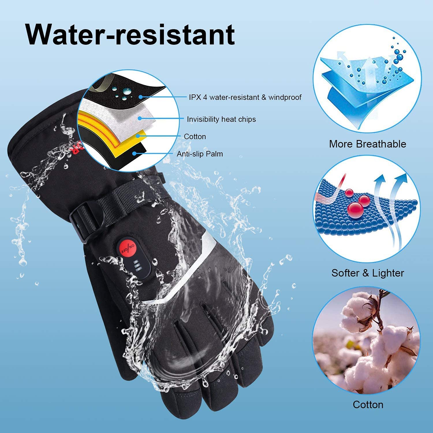 SNOW DEER Winter Heated Gloves - Heat Resistant Glove 评论和价格
