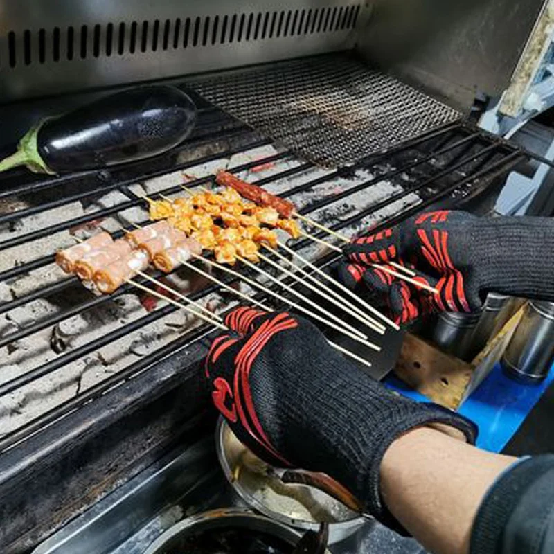 Flame Retardant Non-slip BBQ F - Oven Mitt Silicone 评论和价格