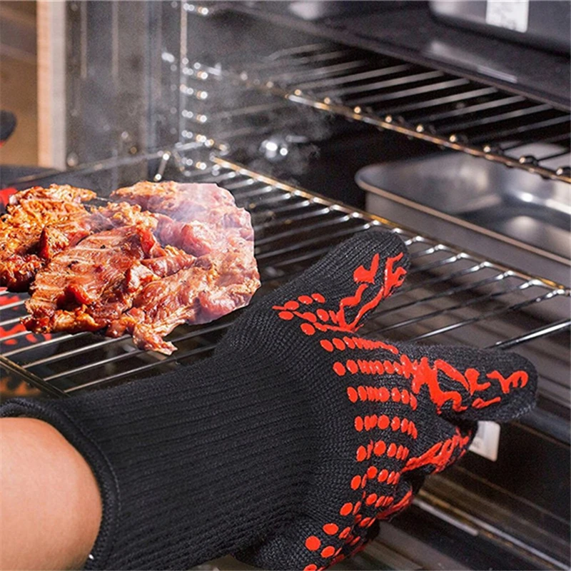 Flame Retardant Non-slip BBQ F - Oven Mitt Silicone 评论和价格
