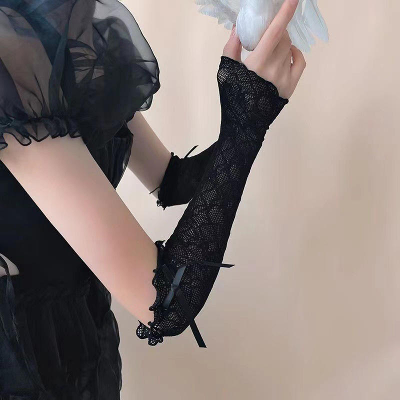 Summer Long Lace Ruffle Mesh F - Fingerless Glove Knit 评论和价格