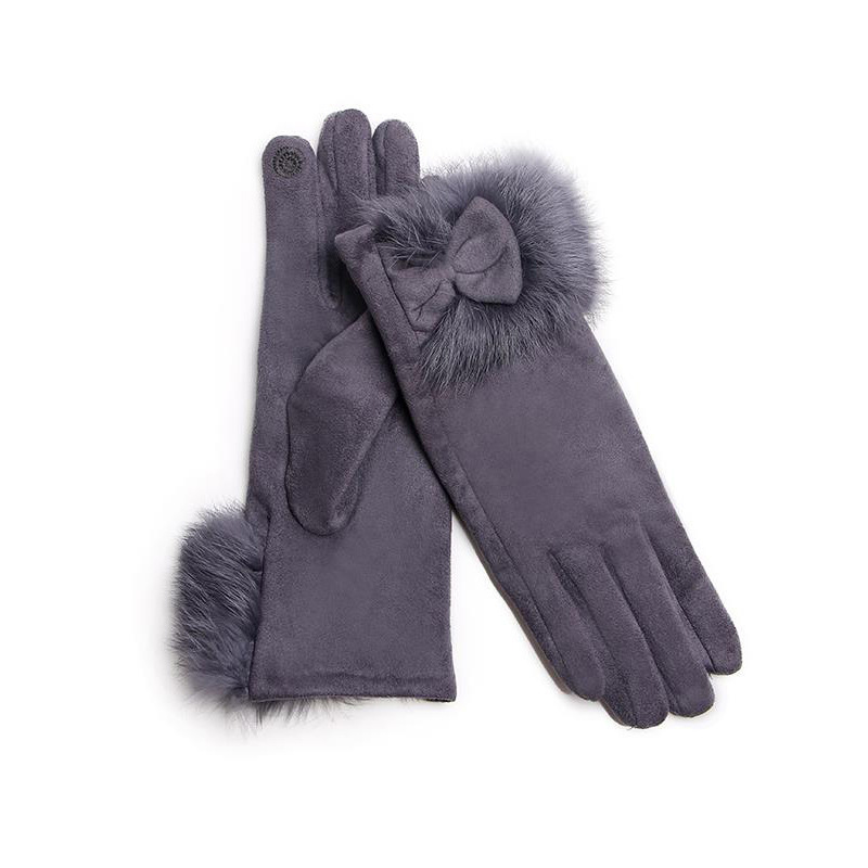 Winter Female Suede Leather Bo - Leather Driving Glove 评论和价格