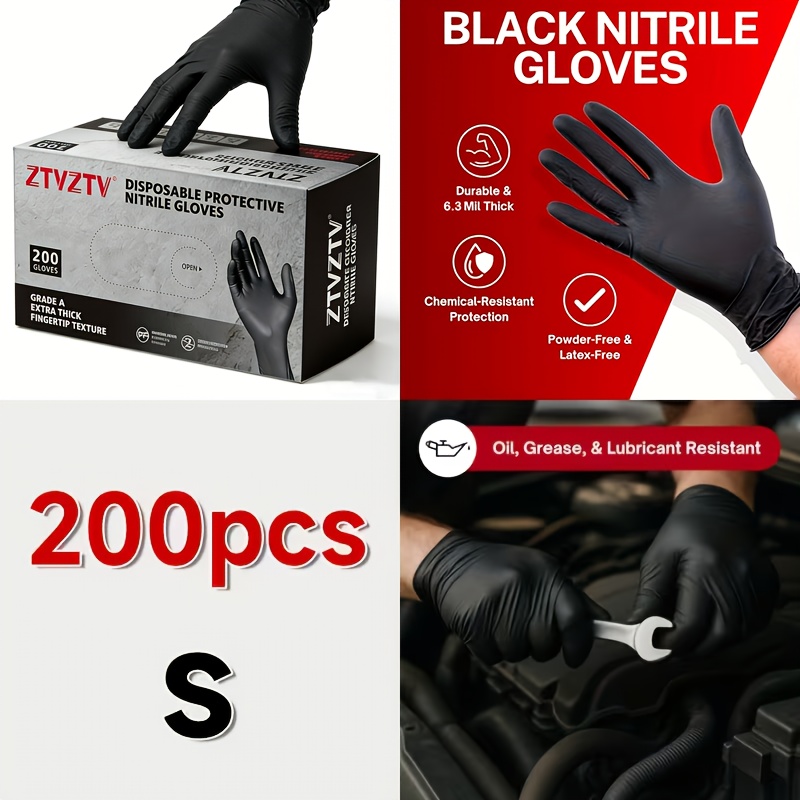 200 pieces per pack, black dis - Rubber Glove Cleaning 评论和价格