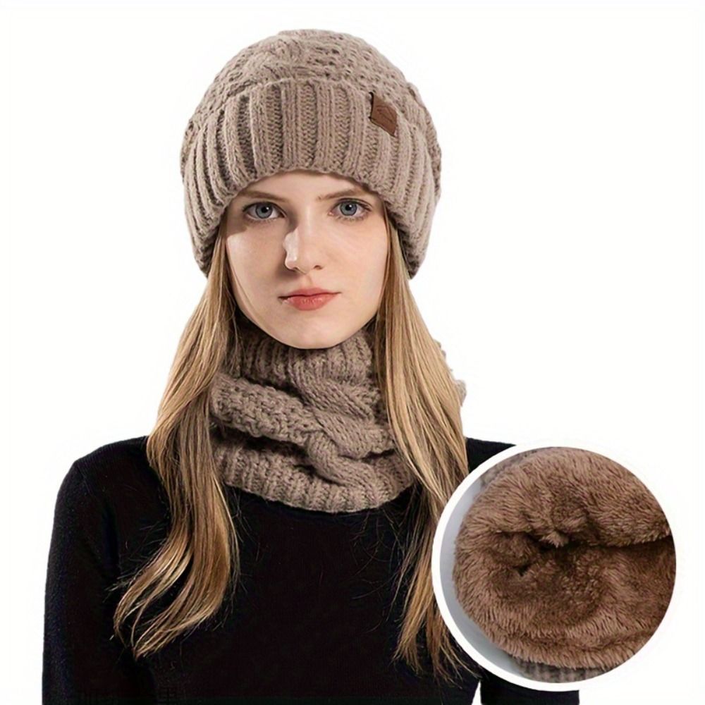 Soft Winter Beanie Hat Scarf S - Wool Glove Lined 评论和价格