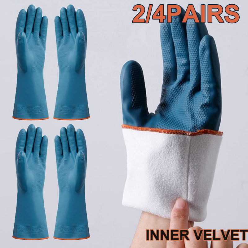 2/4 Pairs Waterproof Gloves wi - Rubber Glove Cleaning 评论和价格